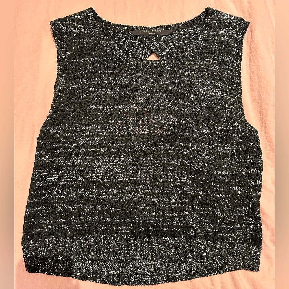Knot Sisters, knit tank, salt and pepper, Large